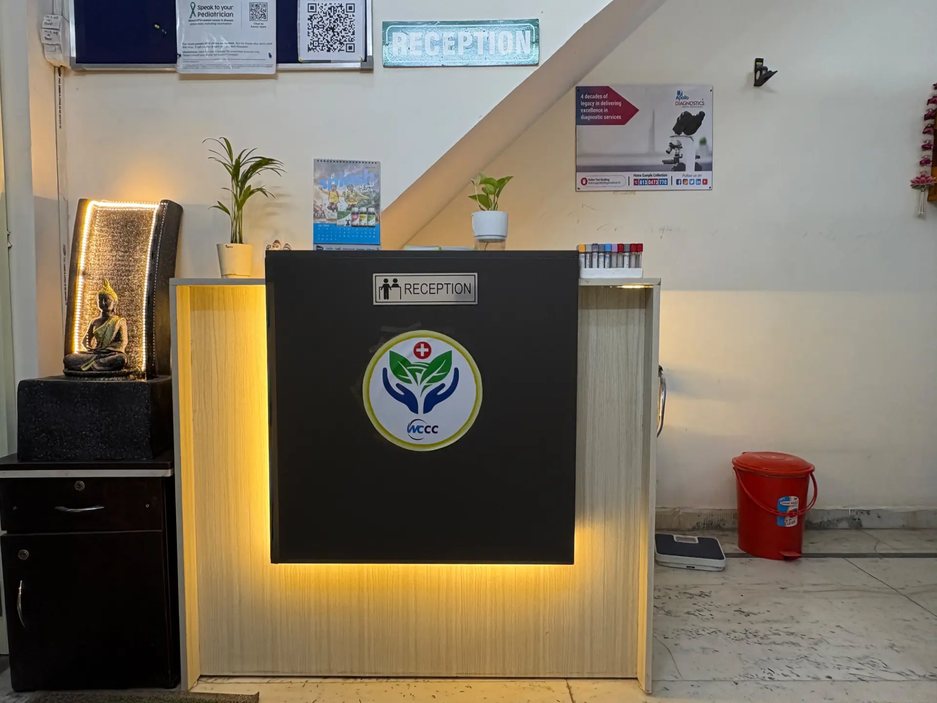 Reception desk of Wellnest Child Care & Vaccination Centre in Sector 16 Rohini Delhi