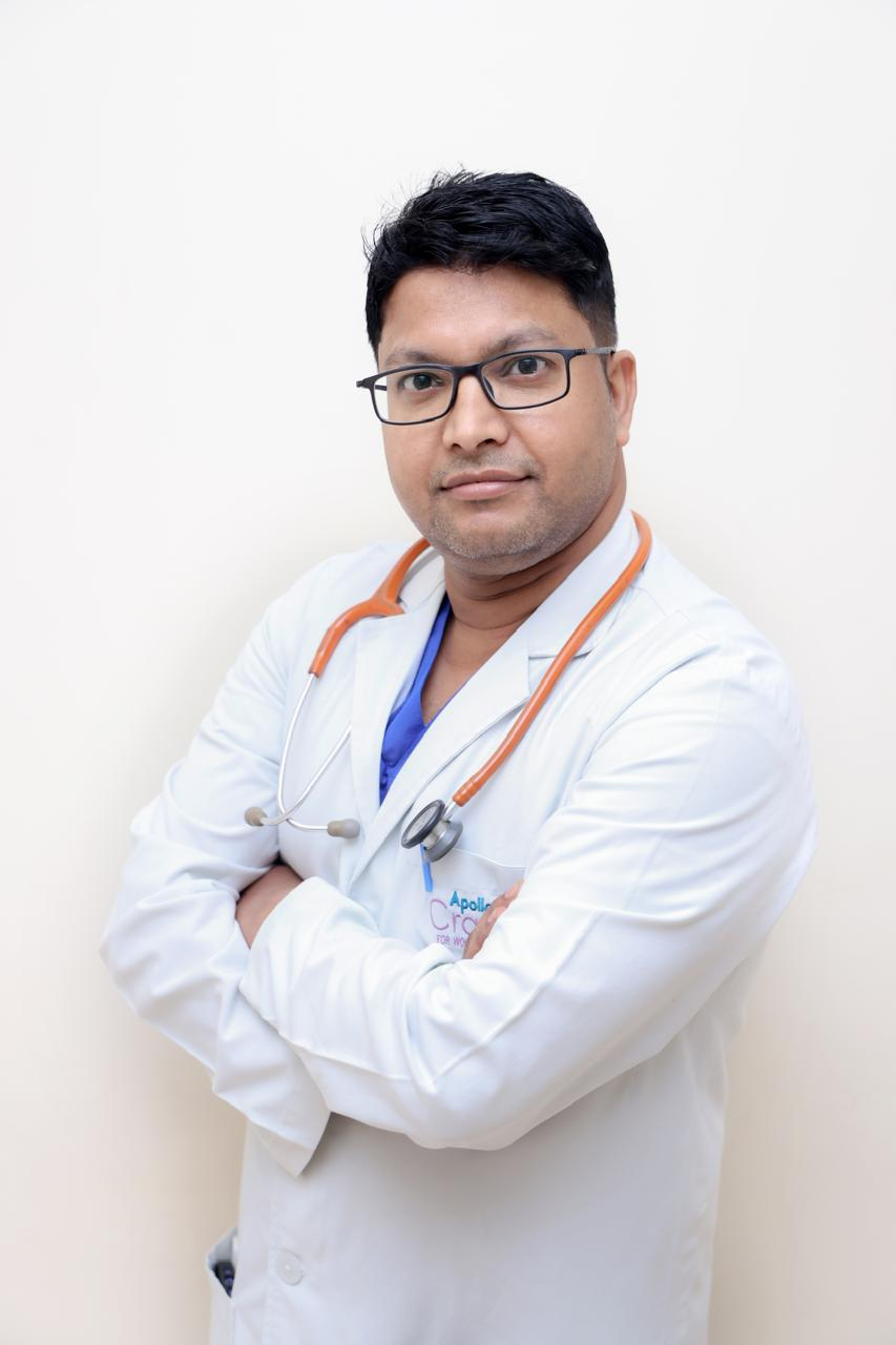 Dr. Vishwanath in a white coat with stethoscope, newborn and child specialist at Wellnest Rohini
